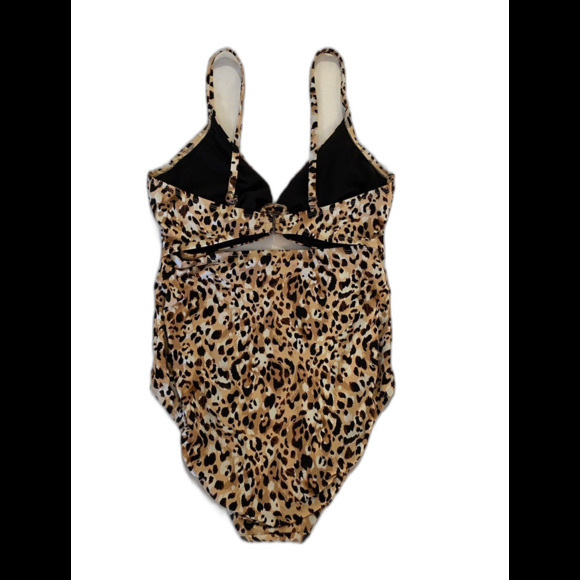 Time and Tru One Piece Swimsuit Womans Large Cheetah Animal Print Sexy Bikini - Picture 3 of 10